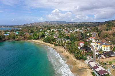 Looking north over Black Rock village and Tobago's Main Ridge Forest Reserv
